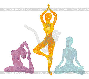 Beautiful woman doing youga exercises - vector clipart
