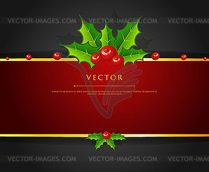 Holly christmas branch back - vector clipart