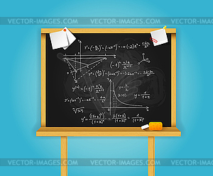 Black school boards on blue background - vector image