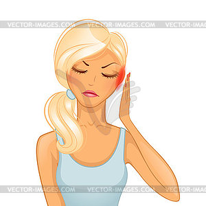 Woman with headache - color vector clipart