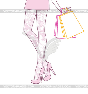 Shopping girl - vector clipart