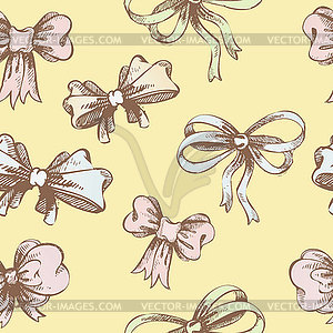 Vintage hand-drown bow pattern - vector image