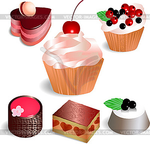 Set with 6 cakes - vector clipart