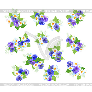 Wildflowers Bouquets Set - vector clipart