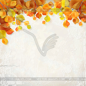 Autumn leaves plaster wall background - vector clipart