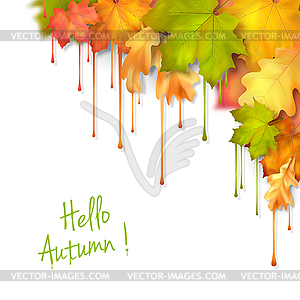 Autumn Dripping Paint Leaves - vector image