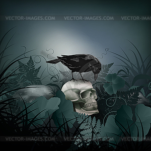 Halloween night scene - vector image