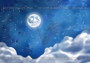 Watercolor Nightly Clouds - vector image