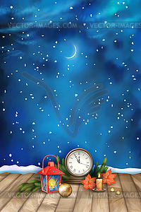 Christmas Night Watercolor Background - vector clip art