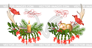 Merry Christmas greeting card - vector clip art