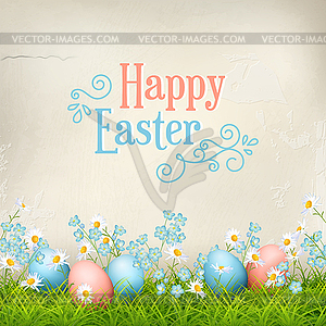 Easter eggs in Grass - vector image