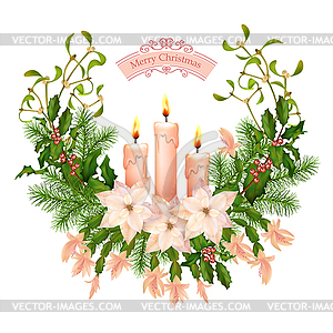 Christmas and New Year Greeting Card - vector image