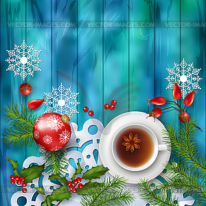 Christmas Tea Party Background - цветной векторный клипарт