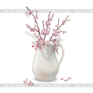 Spring Blossoms Branch in Jug - vector clipart