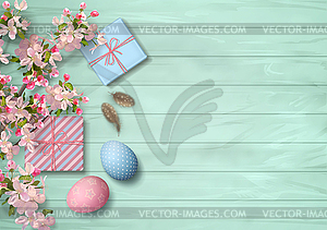 Easter Wooden Background - vector clipart