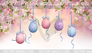 Easter Hanging Eggs - vector image