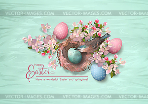 Easter Bird and Nest - vector clipart