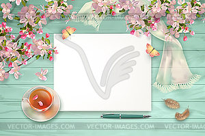 Spring Top View Background - vector image