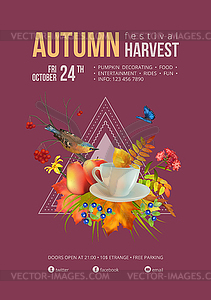 Watercolor Autumn Poster - vector clip art