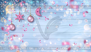 Christmas Background with Ornaments - vector image