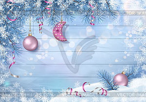 Рождественский фон с украшениями - рисунок в векторе