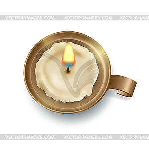 Retro Candlestick with Candle - vector clipart