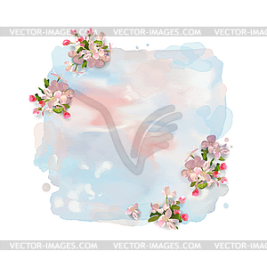 Watercolor Banner with Flowers - vector clip art