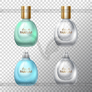 Набор флаконов для парфюмерии - векторное изображение клипарта
