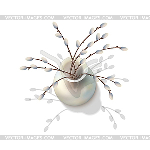 Willow Branches in Vase - stock vector clipart