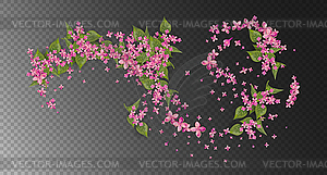 Pink Flying Flowers - vector image