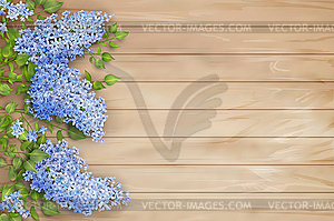 Lilac on wooden background - vector image