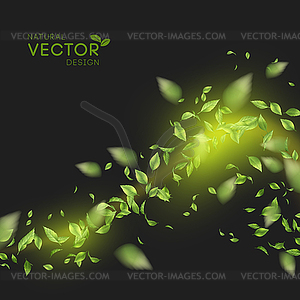 Green Flying Leaves - vector clipart