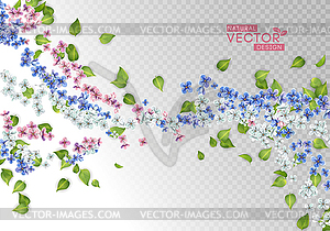 Flying Flowers and Leaves - color vector clipart