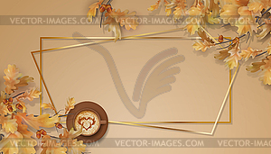 Autumn oak leaves branch - vector image