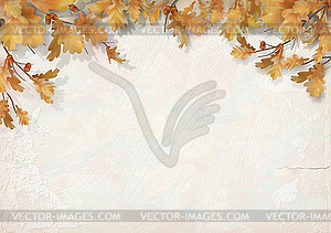 Autumn background with oak leaves - vector EPS clipart