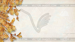 Autumn background with oak leaves - color vector clipart