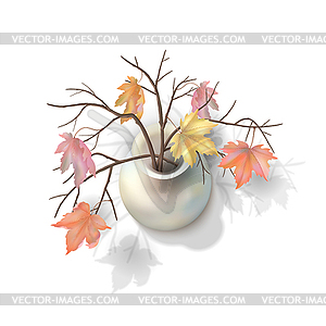 Осенние ветви в вазе - цветной векторный клипарт