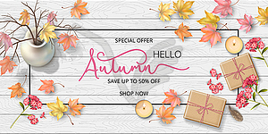 Autumn top view background - vector clipart