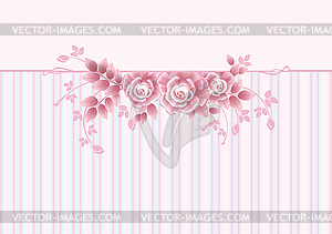 Greeting Card with pink roses - vector clip art