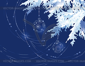 Christmas tree branch with decoration balls - vector image