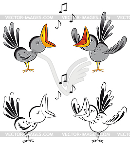Singing crows - vector image