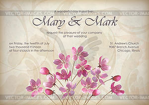 Floral decorative wedding or invitation design - vector image