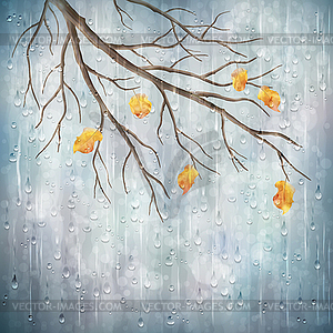 Autumn rain weather artistic natural design - vector image