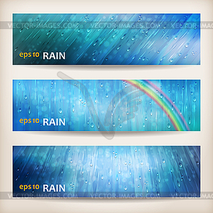 Blue rain banners Abstract water background design - vector clipart