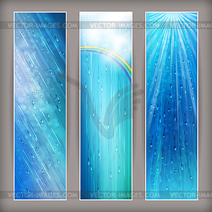 Blue rain banners Abstract water background design - vector image