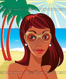 Beach girl - vector clipart