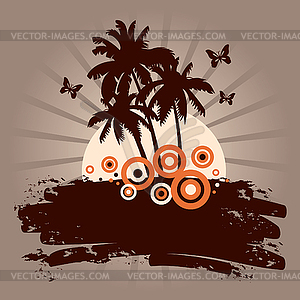 Summer background with palms - vector image