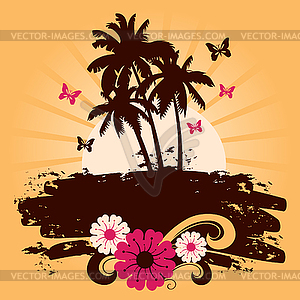 Summer background with palms, - vector EPS clipart