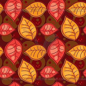 Бесшовный фон с осенними листьями - изображение в векторе / векторный клипарт