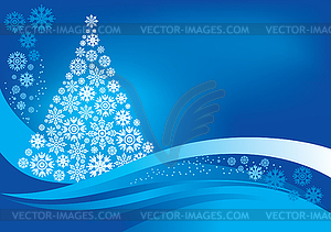 Christmas tree and background with snowflakes - vector clipart